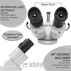 20X-40X-60X-80X Illuminated Stereo Microscope with External Fluorescent Ring Light