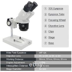 20X-40X-60X-80X Illuminated Stereo Microscope with External Fluorescent Ring Light