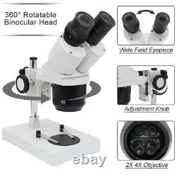 20X-40X-60X-80X Illuminated Stereo Microscope with External Fluorescent Ring Light