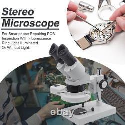 20X-40X-60X-80X Illuminated Stereo Microscope with External Fluorescent Ring Light