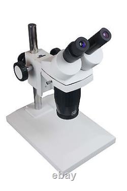 20x-40x Professional Stereo Microscope w Circular Light & Pole Type Flat Stand