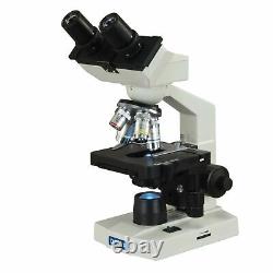 2500X Binocular LED Compound Microscope+Prepared &Blank Slides+Lens Paper+Covers