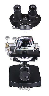 2500x Binocular Compound LED Battery Microscope w 100x Oil -3D Stage & Slide Kit