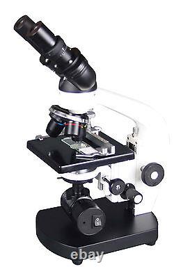 2500x Biology Compound LED Microscope w USB Camera 100x Oil 3D Stage & Slide Kit