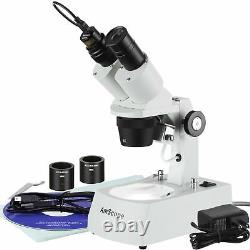 AmScope 10X-20X-30X-60X Stereo Microscope with LED Lighting and USB Camera