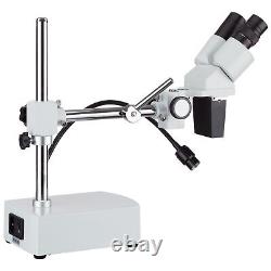 AmScope 10X-20X Binocular Stereo Microscope Boom Arm w LED Gooseneck+3MP Camera