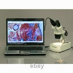 AmScope 20X-40X-80X Stereo Two Light Microscope with USB Camera + Kids Software
