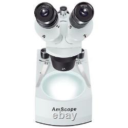 AmScope 20X-80X Multi-Lens Stereo Microscope Pillar Stand, Top / Bottom Lighting