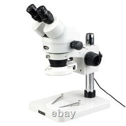 AmScope 3.5X-45X Inspection Zoom Power Stereo Microscope with 64-LED Ring Light