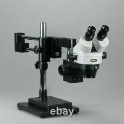 AmScope 3.5X-90X Binocular Stereo Boom Stand Inspection Microscope + Ring Light