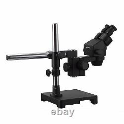 AmScope 3.5X-90X Black Stereo Zoom Microscope on Boom + 80-LED Ring-light