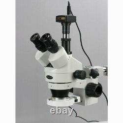 AmScope 3.5X-90X Trinocular Boom Stand Stereo Microscope +5MP Camera +LED Light