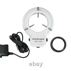 AmScope 3.5X-90X Zoom Stereo Inspection Microscope with 144-LED Ring Light