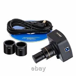 AmScope 40X-2500X LED Binocular Compound Microscope 18mp Camera USB3 + 50 Slides