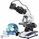Amscope 40x-2500x Led Binocular Compound Microscope +50 Slides 100 Coverslips