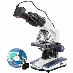 AmScope 40X-2500X LED Lab Binocular Compound Microscope with 10MP Camera