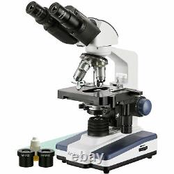 AmScope 40X-2500X LED Lab Binocular Compound Microscope with 10MP Camera