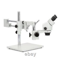 AmScope 7X-45X Binocular Stereo Microscope on Boom Stand +Florescent Ring Light