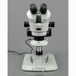 AmScope 7X-45X Inspection 64-LED Zoom Stereo Microscope Pillar Stand Multi-Use