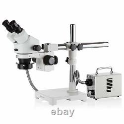 AmScope 7X-45X Stereo Binocular Microscope with LED Fiber-Optic Ring Light