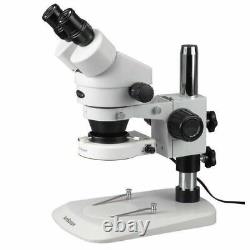 AmScope 7X-45X Stereo Zoom Inspection Microscope with 80 LED Ring Light