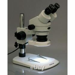 AmScope 7X-45X Stereo Zoom Inspection Microscope with 80 LED Ring Light