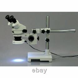 AmScope 7X-45X Stereo Zoom Microscope on Boom Stand + 80 LED Ring Light
