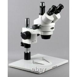 AmScope 7X-45X Trinocular Stereo Microscope on Pillar Stand with XL Base