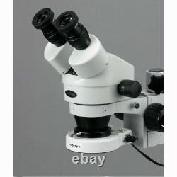 AmScope 7X-90X Stereo Zoom Microscope on Boom Stand with 80 LED Ring Light