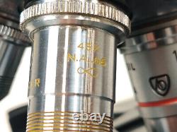American Optical Spencer Series 10 Dual Illuminator Microscope 4X 10X, 45X, 100X