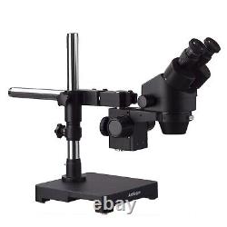 Amscope 3.5X-180X Black Stereo Zoom Microscope with Single Arm Boom Stand