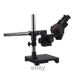 Amscope 3.5X-180X Black Stereo Zoom Microscope with Single Arm Boom Stand