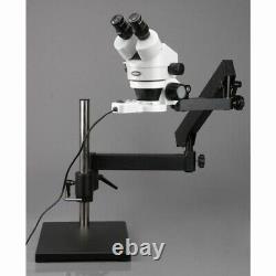 Amscope 3.5X-90X Articulating Stand Zoom Binocular LED Microscope w Base Plate