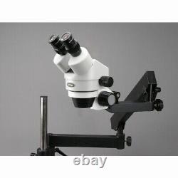 Amscope 3.5X-90X Articulating Stand Zoom Binocular LED Microscope w Base Plate