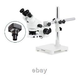 Amscope 3.5X-90X Binocular Stereo Zoom 80 LED Microscope+5MP Camera + Boom Stand