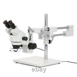 Amscope 3.5X-90X Binocular Stereo Zoom Microscope on Boom Stand +144 LED Light