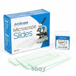 Amscope 40-2000X Binocular LED Compound Microscope Kit +. 3MP Camera+ Slides+Book