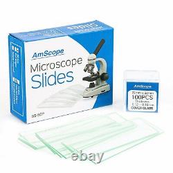 Amscope 40-2000X Binocular LED Compound Microscope Kit +5MP Camera +Slides +Book