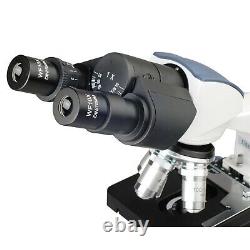 Amscope 40X-2500X Binocular LED Compound Microscope +. 3MP Camera +Slides + Book