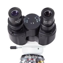 Amscope 40X-2500X Binocular LED Compound Microscope +5MP Digital Camera +Slides