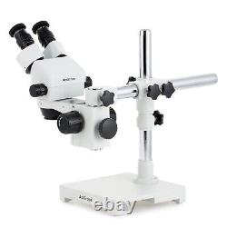 Amscope 7X-45X Binocular Stereo Zoom Microscope 144 LED w Single Arm Boom Stand