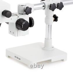 Amscope 7X-45X Binocular Stereo Zoom Microscope 144 LED w Single Arm Boom Stand