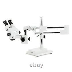 Amscope 7X-90X Binocular Stereo Zoom Microscope +64 LED Light on Double Arm Boom