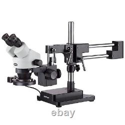 Amscope SM-4B 3.5X-90X Binocular Stereo Zoom Microscope w Boom Stand+Flour Light