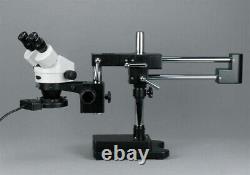 Amscope SM-4B 3.5X-90X Binocular Stereo Zoom Microscope w Boom Stand+Flour Light