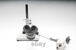 Meiji EMZ-10 Binocular Zoom Stereo Microscope With S-4100 Boomstand & EyePieces