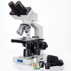 OMAX 40-2000X Binocular LED Compound Microscope+Prepared Slides+Paper+Covers