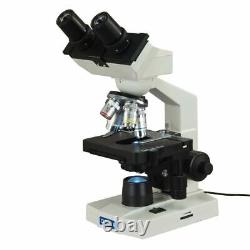 OMAX 40X-2500X Binocular Compound LED Microscope+Lens Paper+Blank Slides+Covers