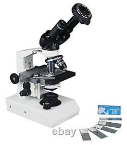 Radical 2000x Compound LED Microscope w Battery Pack SEMI PLAN Objective 5Mp Cam