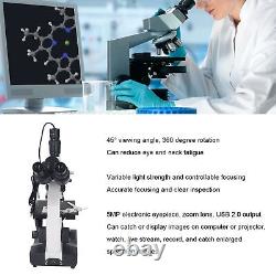Trinocular Stereo Lab Microscope 5MP USB Electronic Eyepiece 40X to 5000XUK